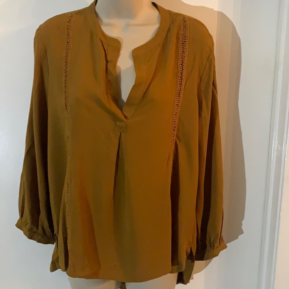 Copper loose V-neck blouse